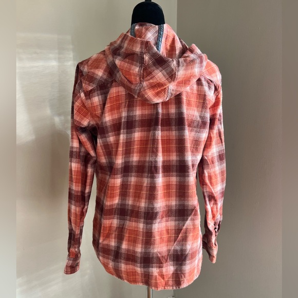 Carhartt Women’s Relaxed Fit Flannel Hooded Plaid shirt sz M (8-10) - Picture 3 of 10